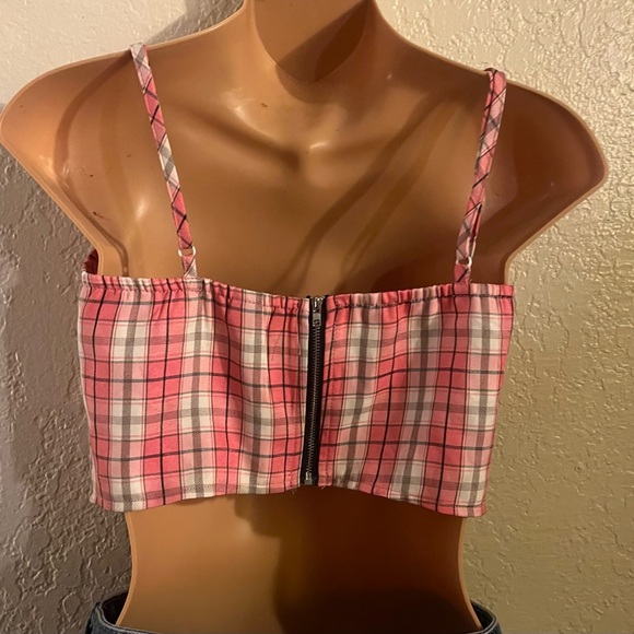 Pink Plaid Crop Top - Picture 2 of 2